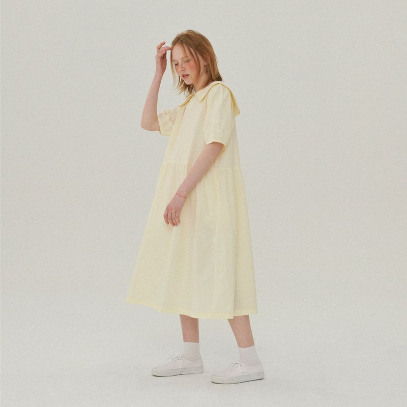SAILOR COLLAR LONG DRESS_LEMON