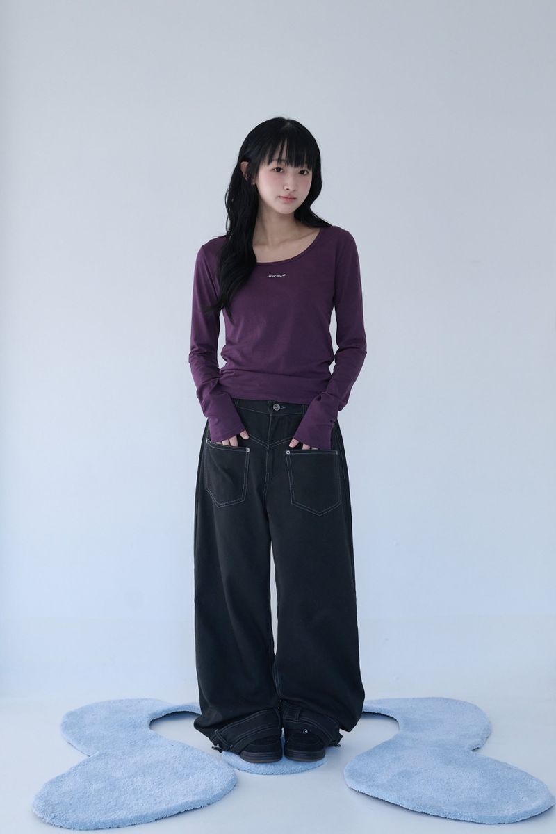 BELTED POCKET COTTON PT BLACK