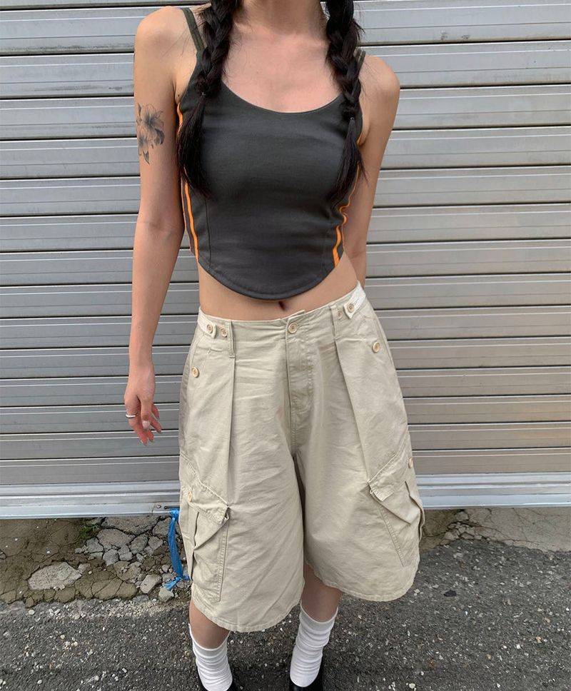 Snap big cargo bermuda pants
