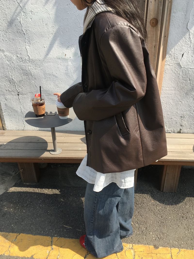 Leather Collar Jacket
