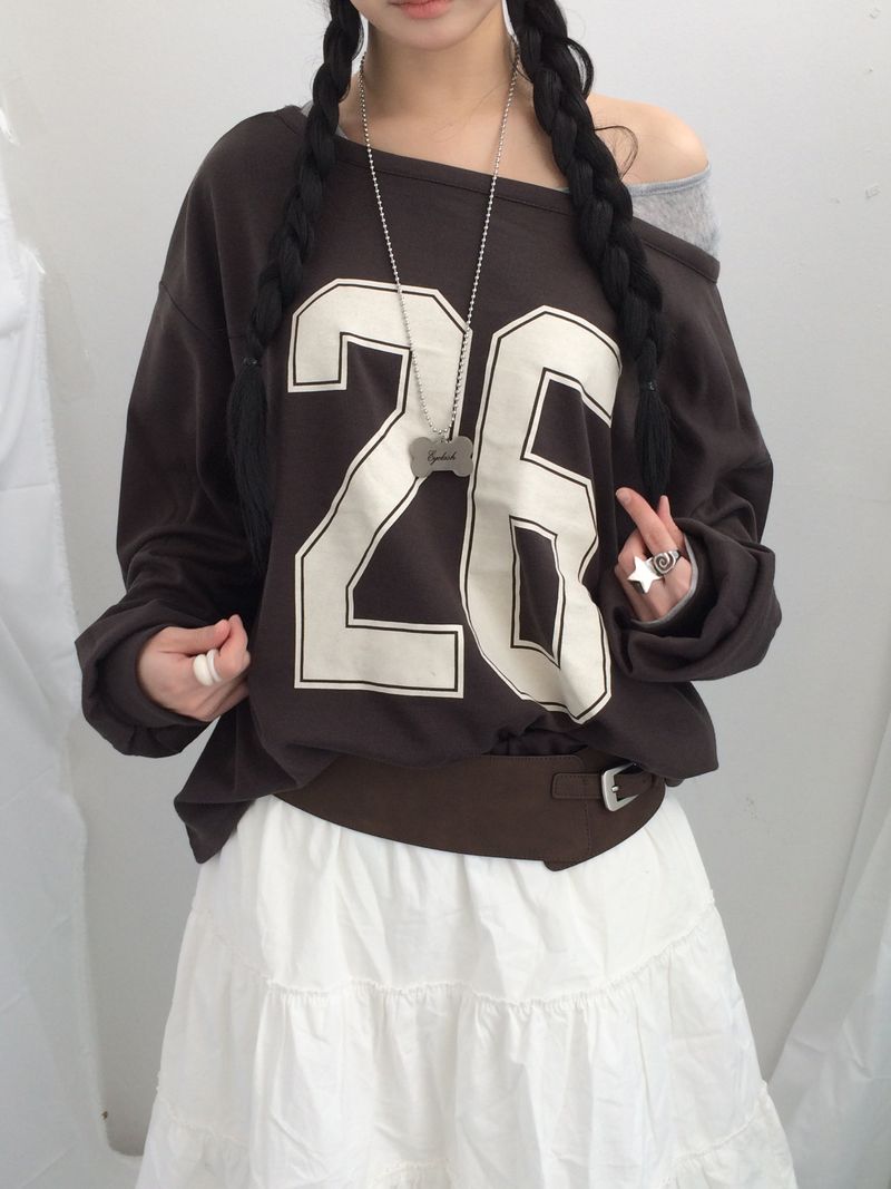 Numbering loose sweatshirt