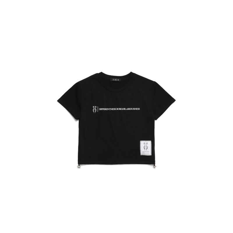 SLOGAN SIDE STRING CROP T-SHIRT