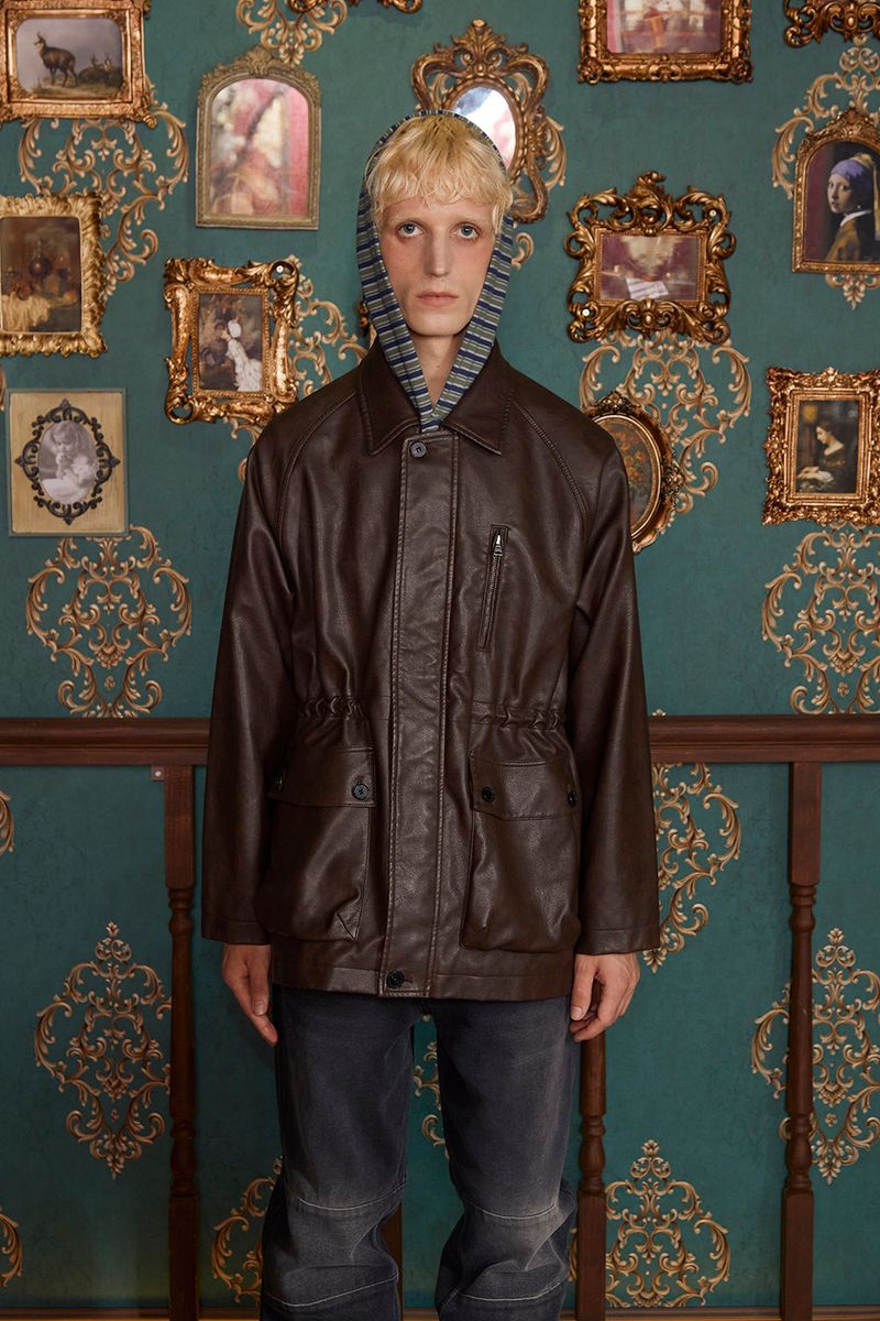 WASHED LEATHER FIELD JACKET / BROWN
