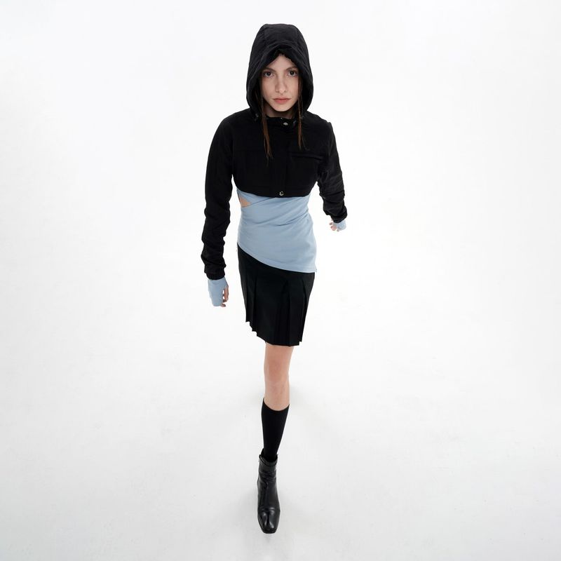 CUTOUT ZIPPER TOP(SKY BLUE)