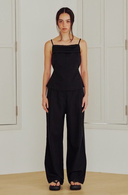 Linen Wide Pants (BLACK)