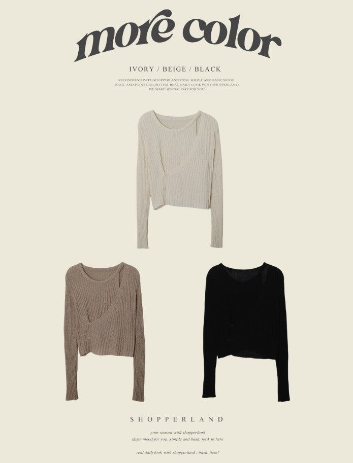 #Wrap Button Layered Knit (3color)