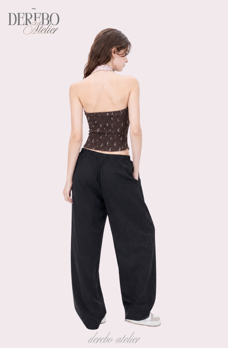 Pink brown scarf unbalanced sleeveless top
