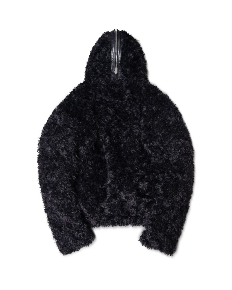 FAUX FUR MULTI ZIPPER BLACK JACKET