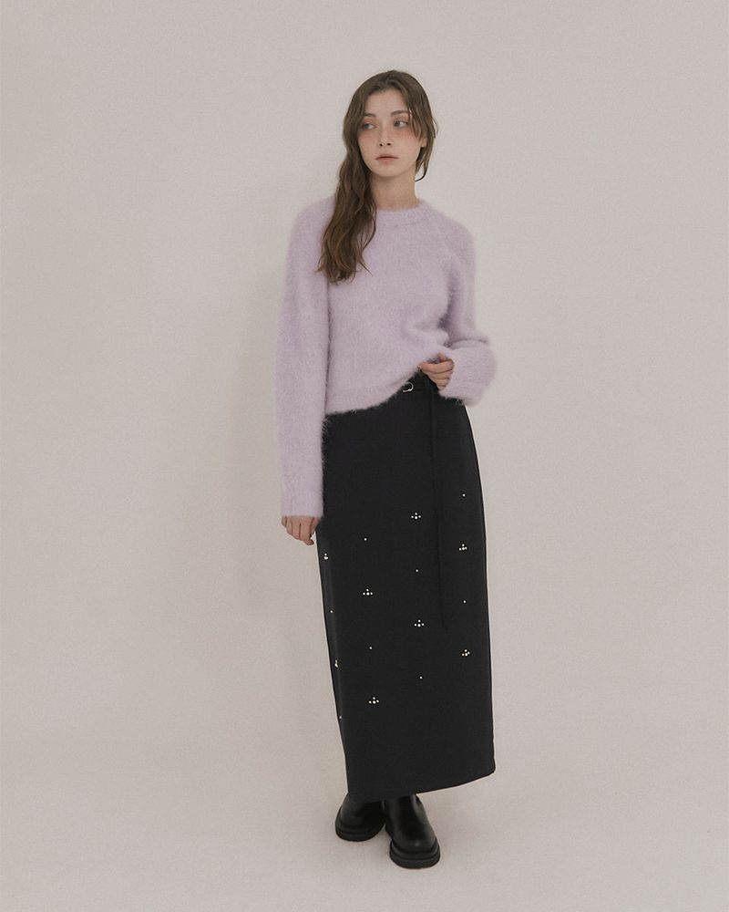 STUDS MAXI SKIRT [NAVY]