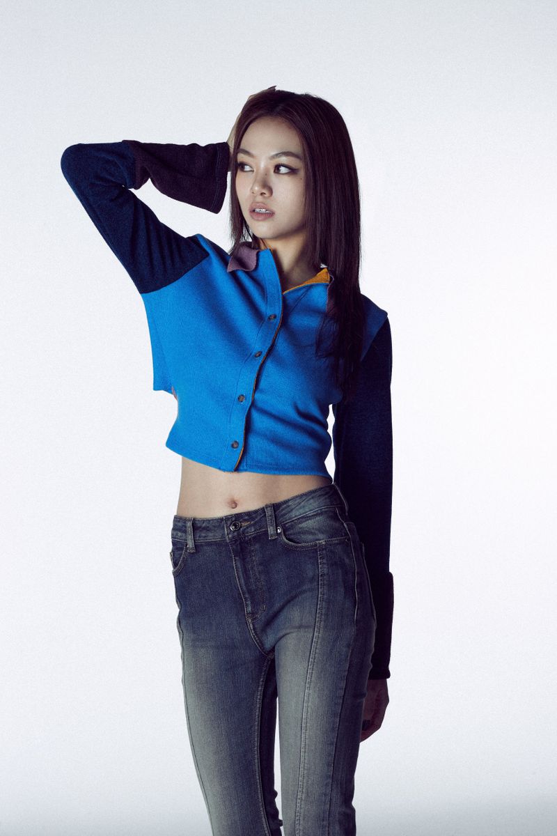 MULTICOLOR KNIT SHIRT # BLUE