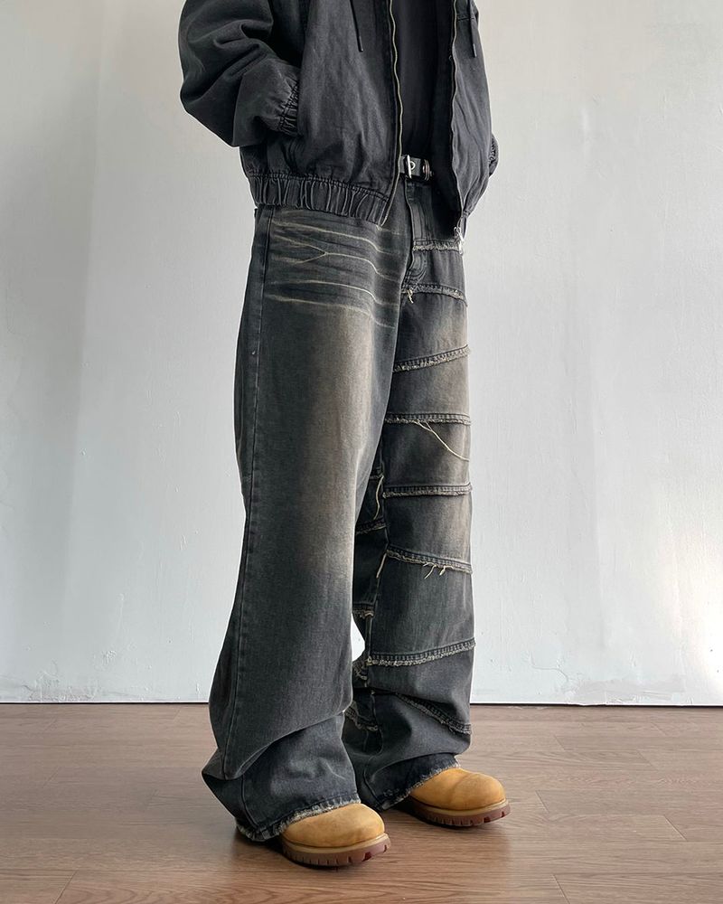 Unbalanced Cutting Denim Pants
