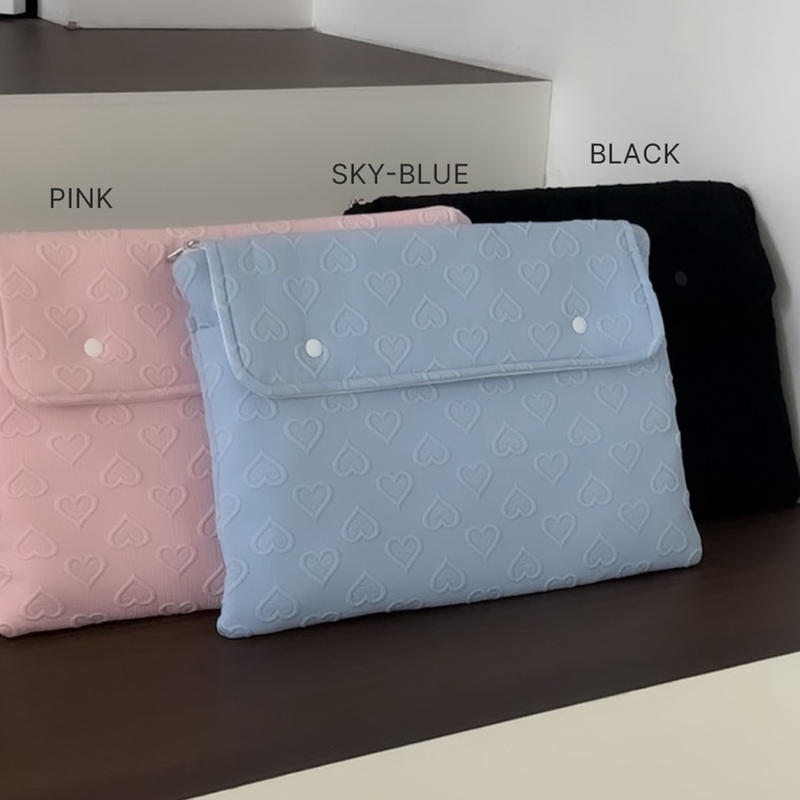 heart ipad pouch (sky-blue)