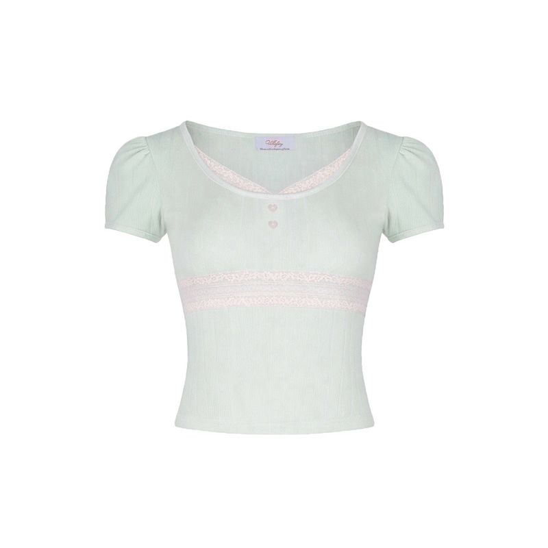 Whisfairy（ウィスフェアリー）の「Love Scene Lace Tee - MINT（Tops）」