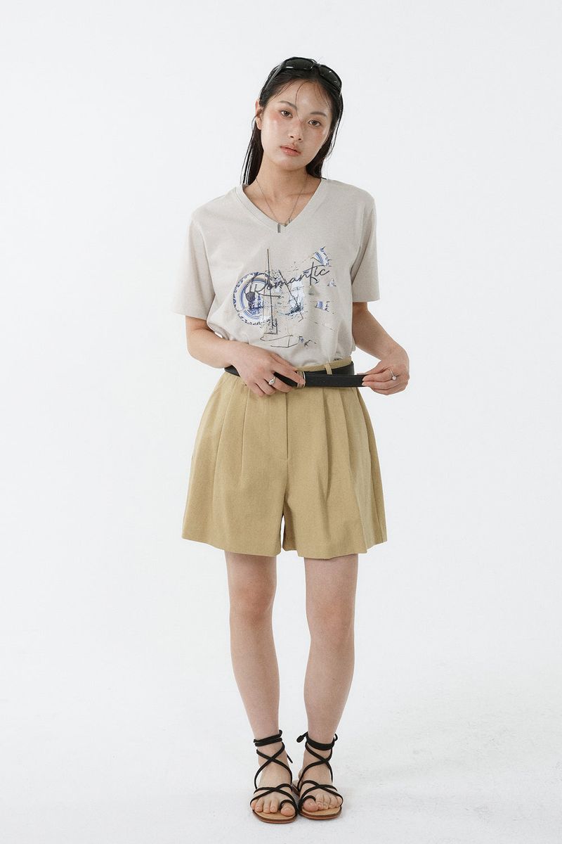 GALAXY V-NECK T-SHIRT_LIGHT BEIGE