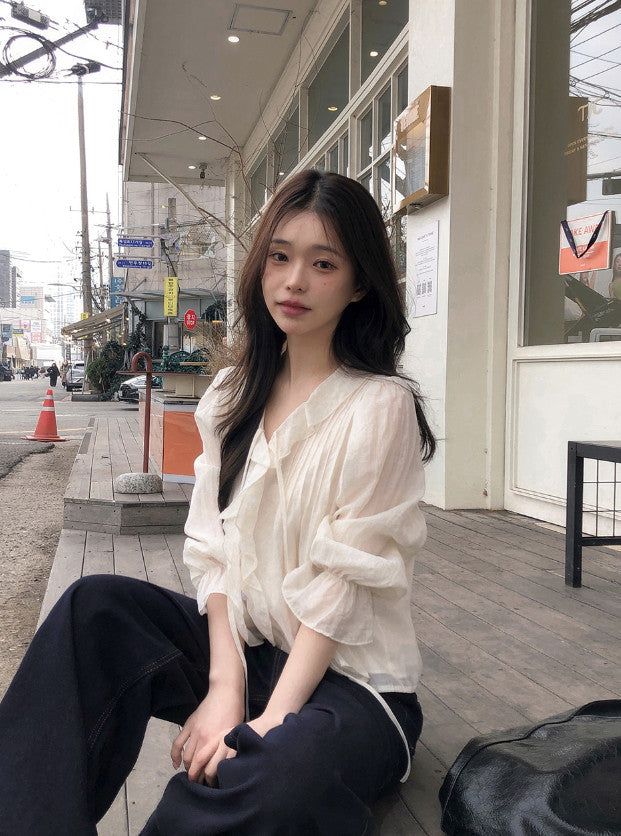 SHOPPERLAND（ショッパーランド）の「AD Strap Pintuck Frill Ruffle Blouse (3color)（Tops）」