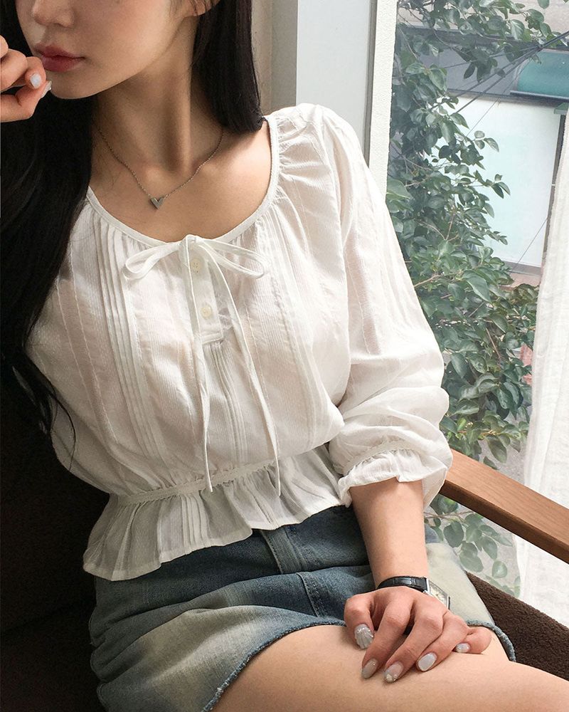 [MADE] Lower, frill long sleeve blouse