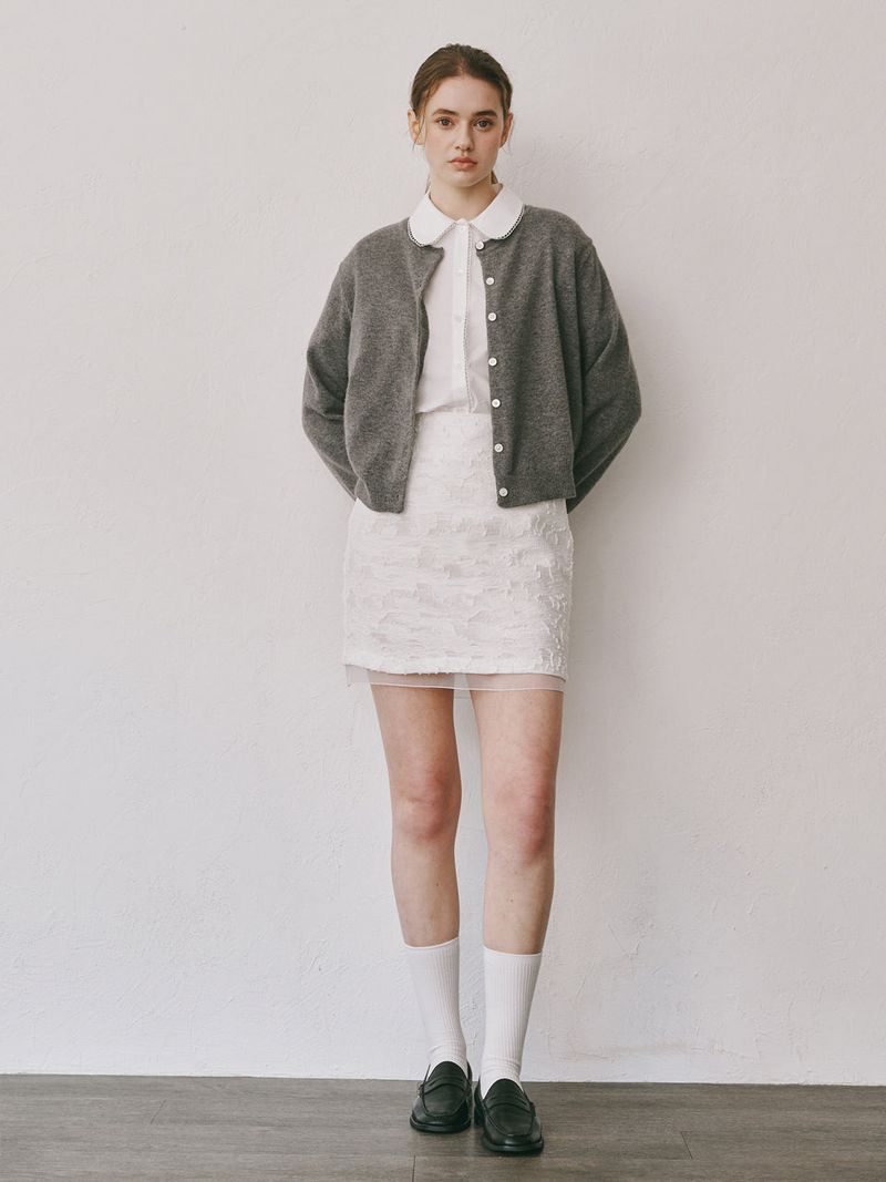 Camel round cardigan (Dark grey)