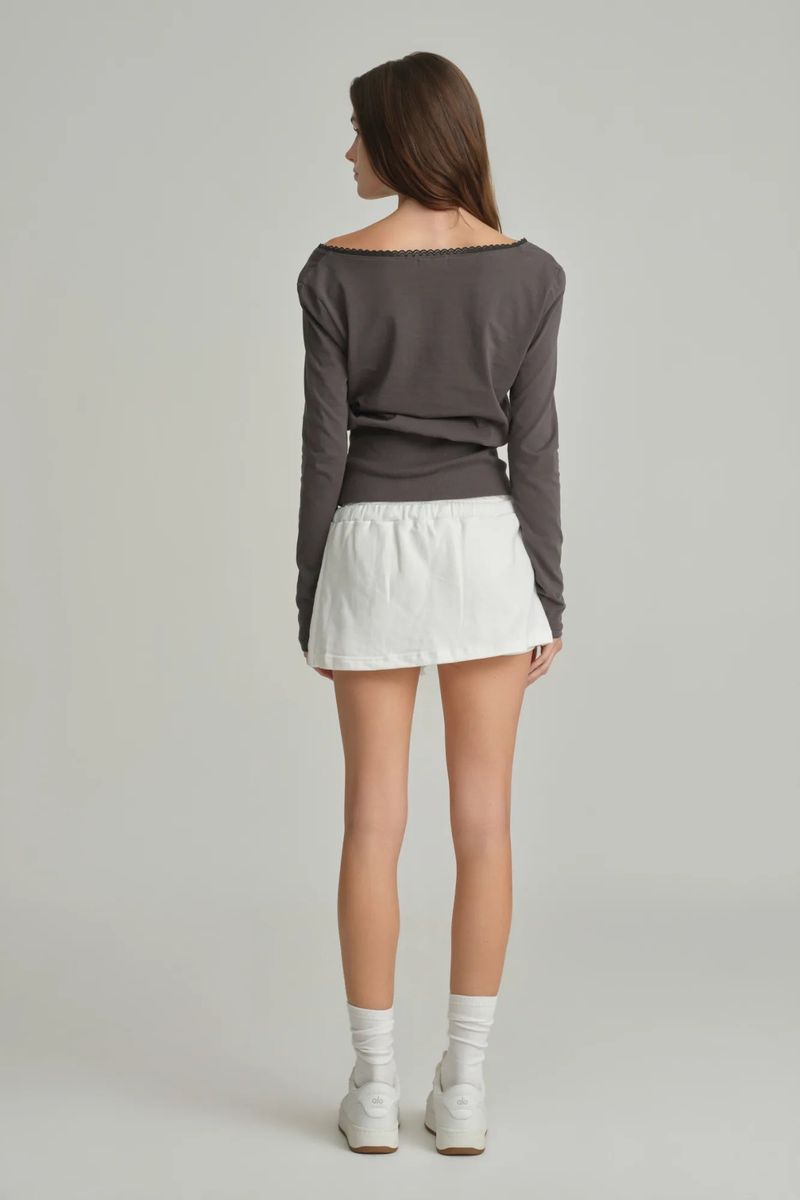 Hazel eyelet top, Charcoal
