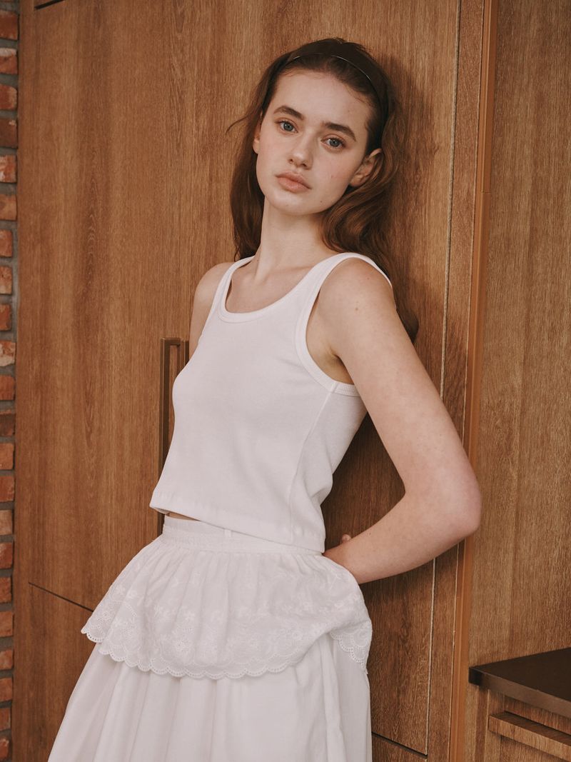 Shirring cotton skirts (Ivory)