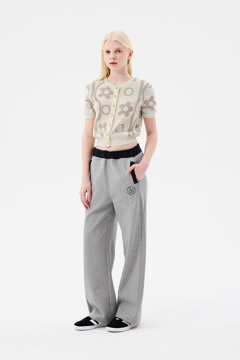 CHERRY JACQUARD PATTERN SHORT SLEEVE CARDIGAN [IVORY]