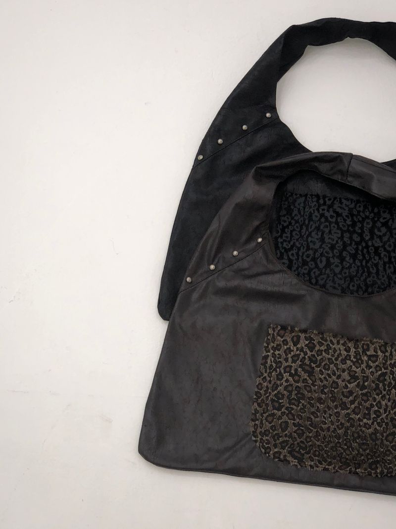 Vintage Pocket Leopard Fur Shoulder Bag