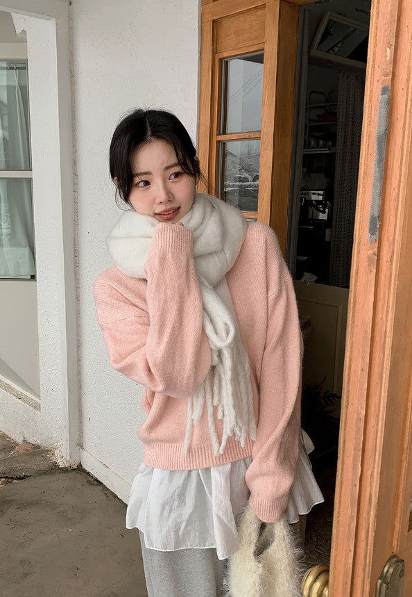 #Winter Pastel Soft Round Knit (3color)