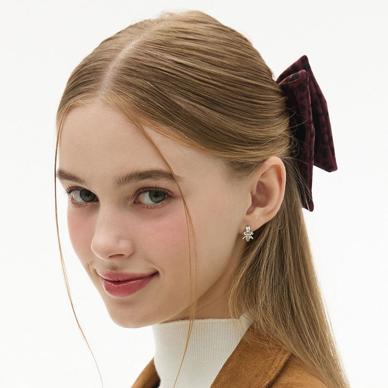 Ballerina Ribbon Cubic One-Touch Earrings