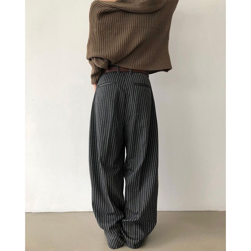 [UNISEX] Stripe Curved Slacks