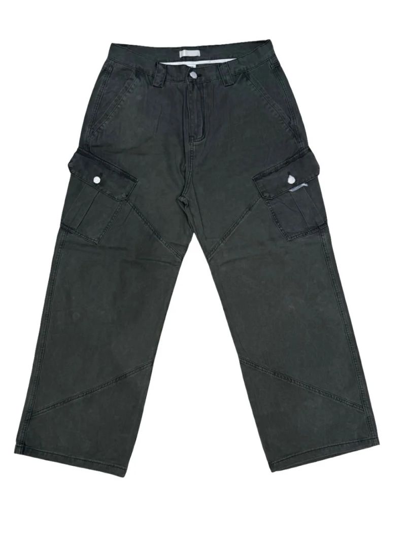LMN Paneled Washed Cargo Wide Pants (3 colors)
