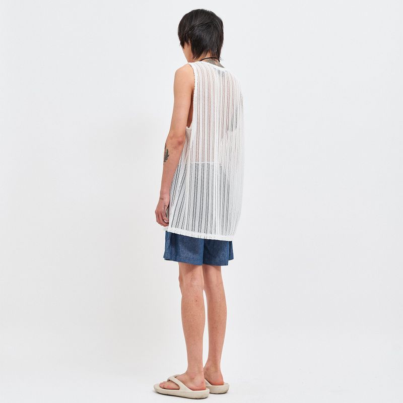 SEE-THROUGH CRAFT KNIT SLEEVELESS WHITE