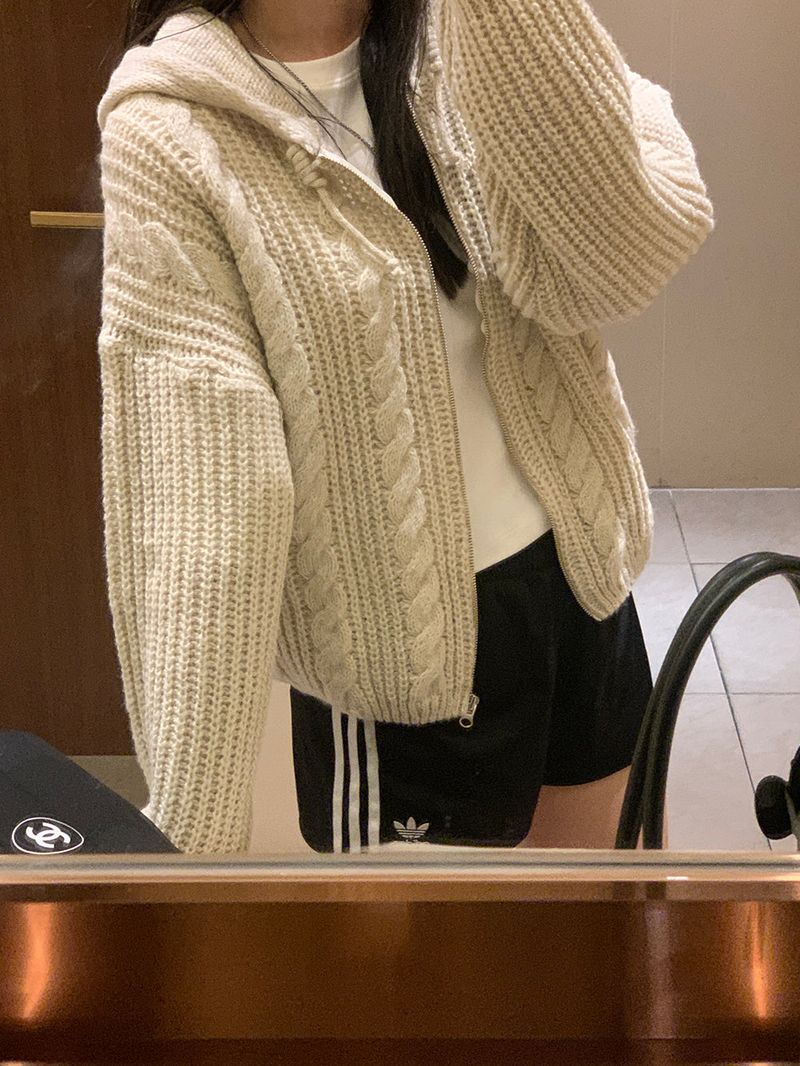 [MADE] Sorbet Twisted Knitted Hooded Cardigan