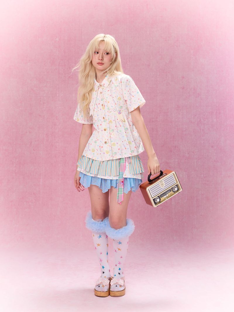 Best Day Ever Pleated Shirt (White)
