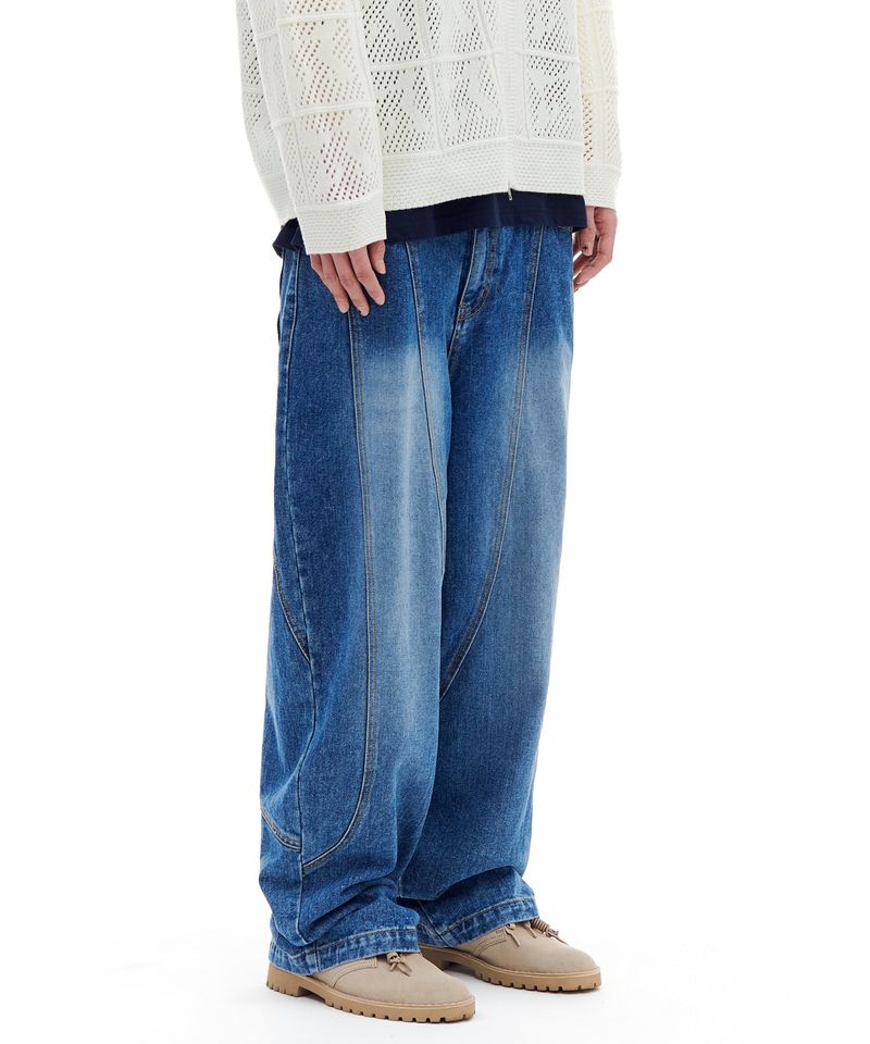PANEL LINE DENIM PANTS (BLUE)