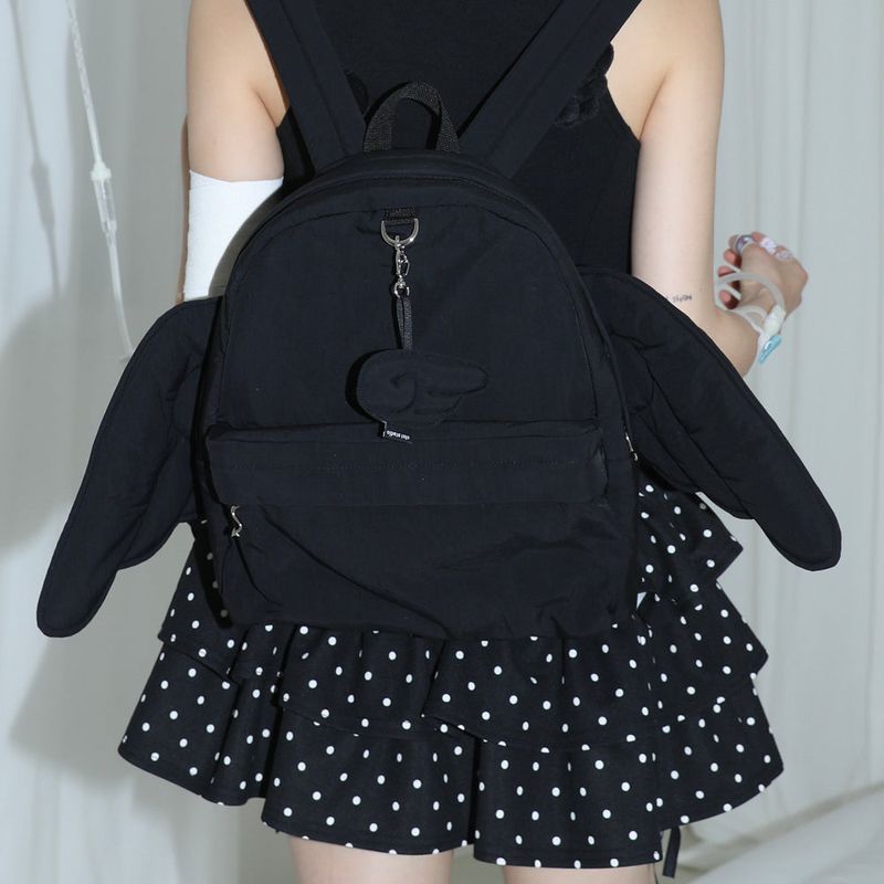 Puffy Wing Keyring - BLACK