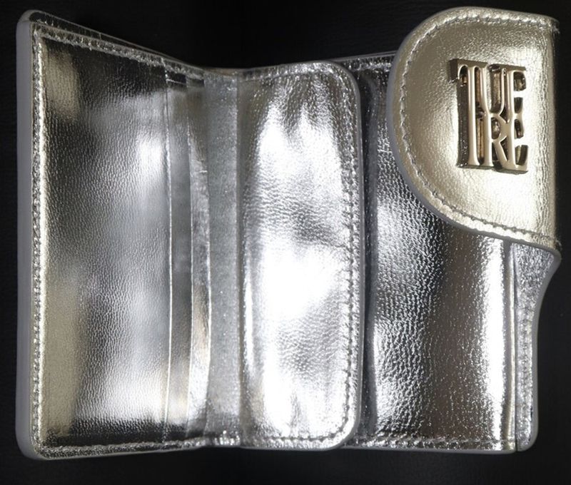 snap round wallet (goatskin100%) silver