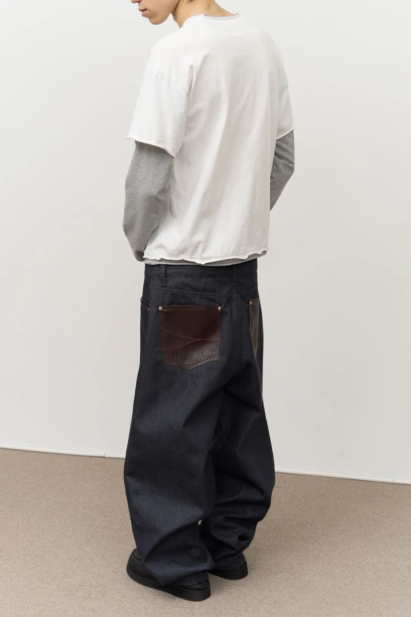 Peo Back Leather Denim