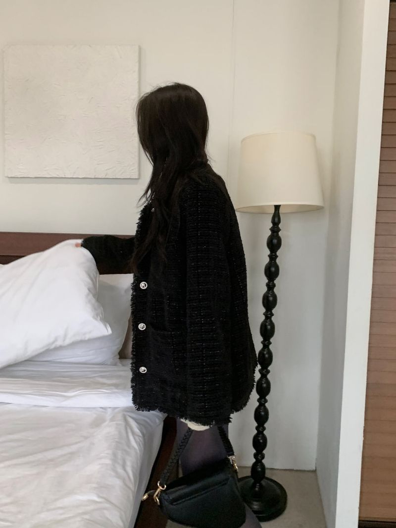 IF classic oversized tweed quilted jacket
