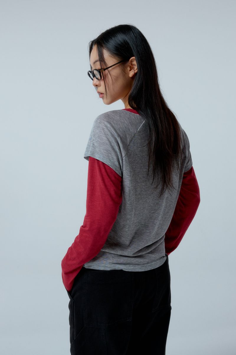 Street league blur artwork double layer long sleeve (Red)