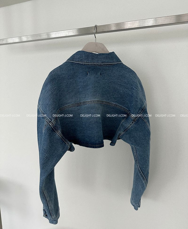 Wafer pocket cropped jean jacket
