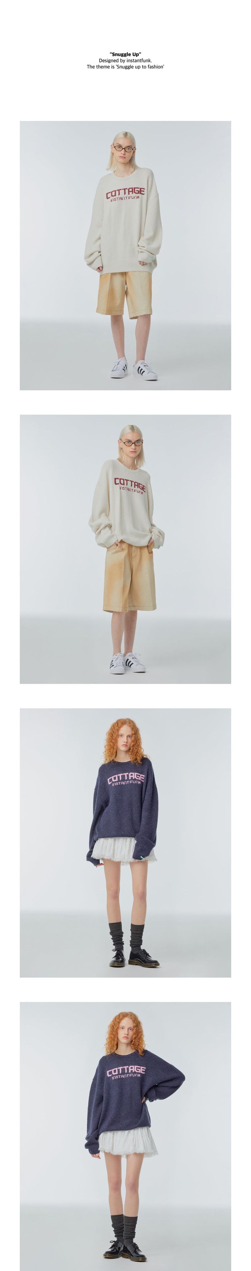 Oversized needlework wool-blend sweater