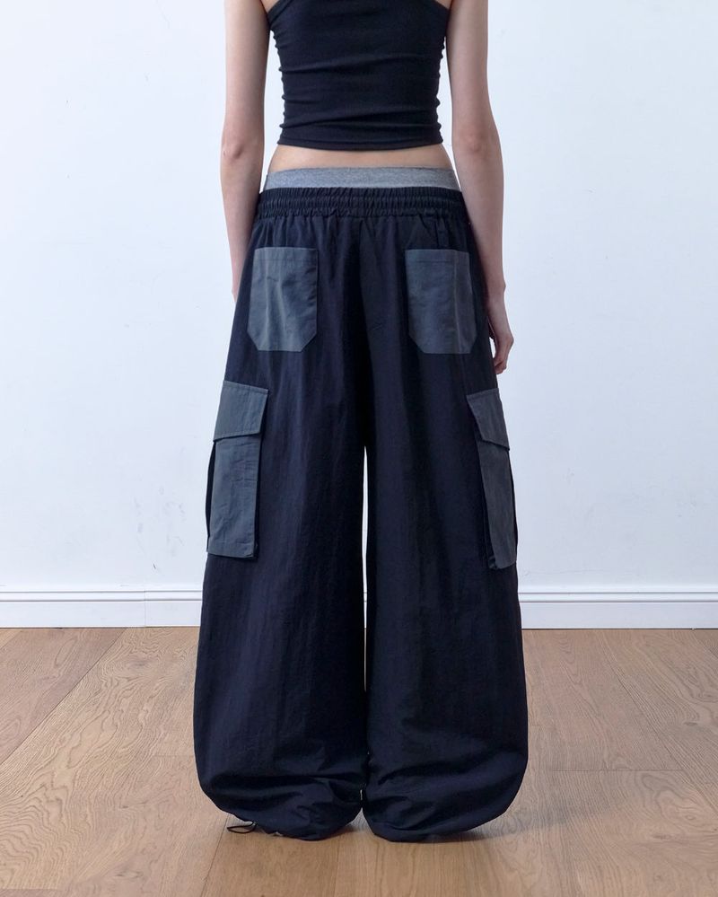 26SS★ Patch Nylon Curved Pants