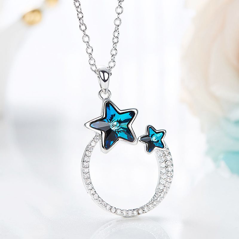 Blue Star Crystal Cubic Necklace