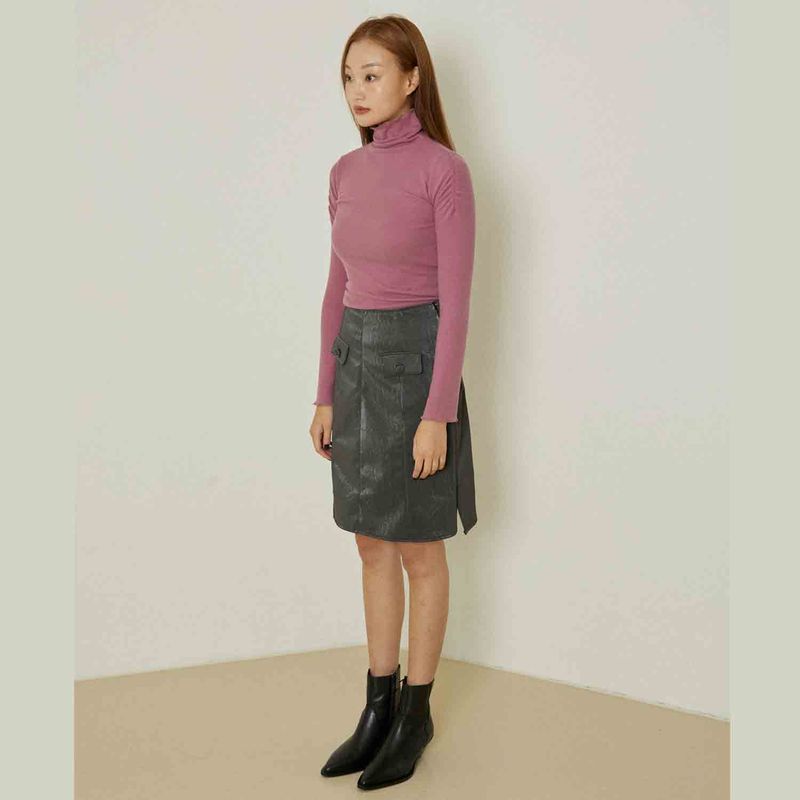 Ebony shirring turtleneck top (pink)