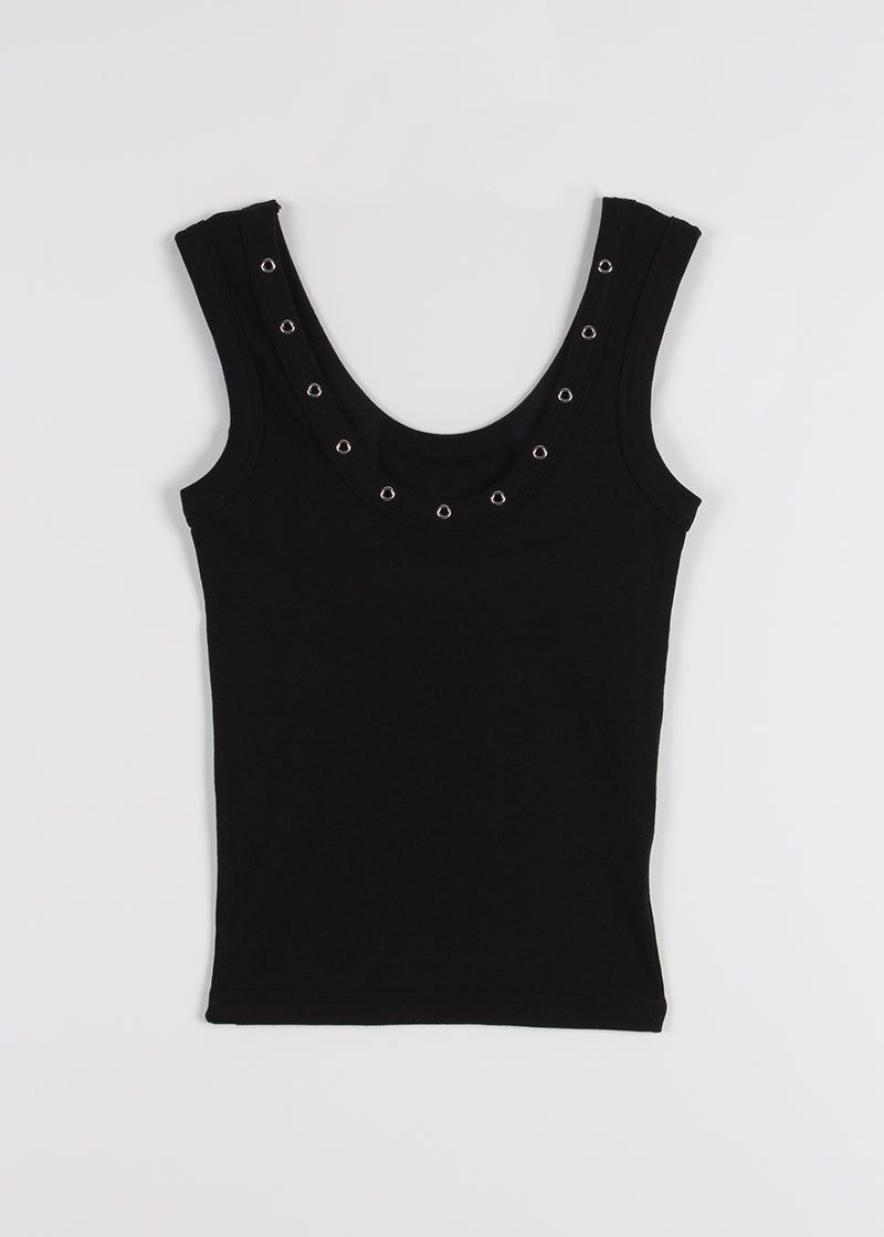 EYELET RIB SLEEVELESS