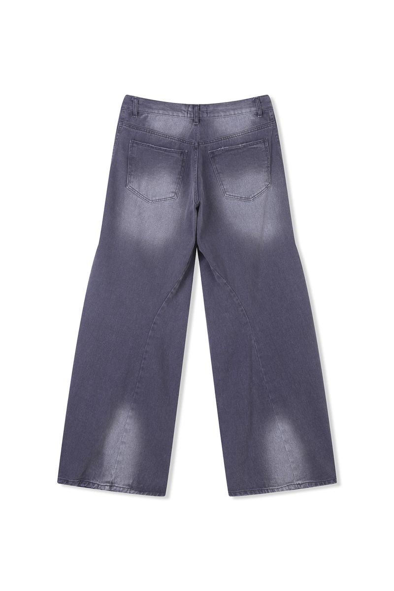 Button-fly wide denim pants