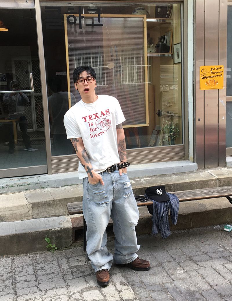 No.1726 T damage light denim PT