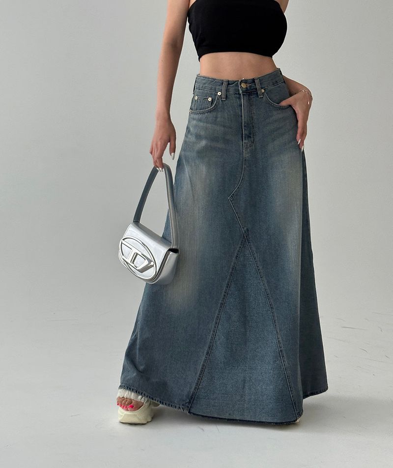 Denim Maxi Long Skirt