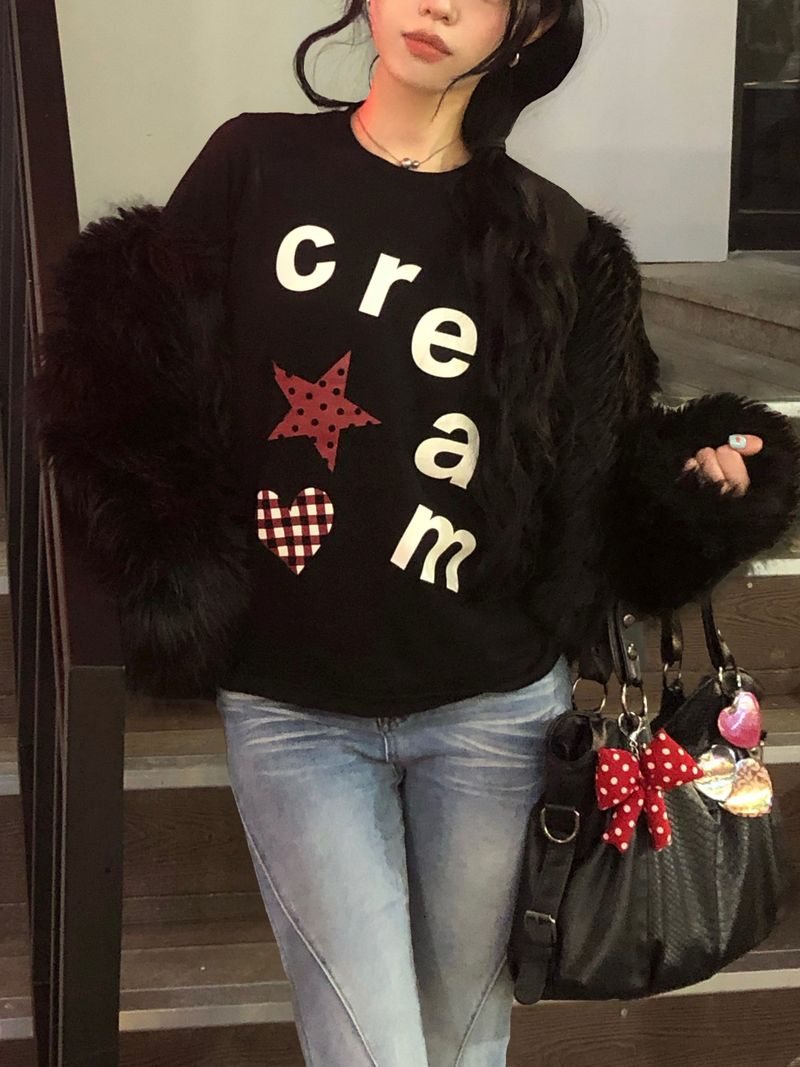 Cream Star Heart Long Sleeve
