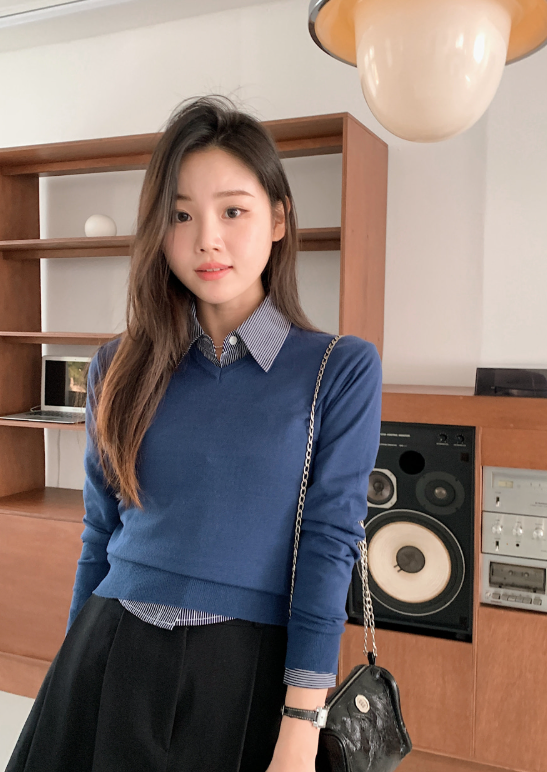 Standard Crop V-neck Knit (12color)