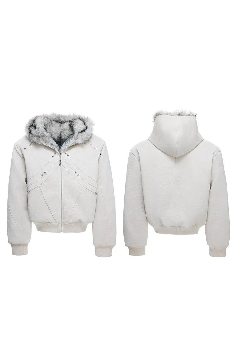 Thick Croc Pattern Fur Jacket